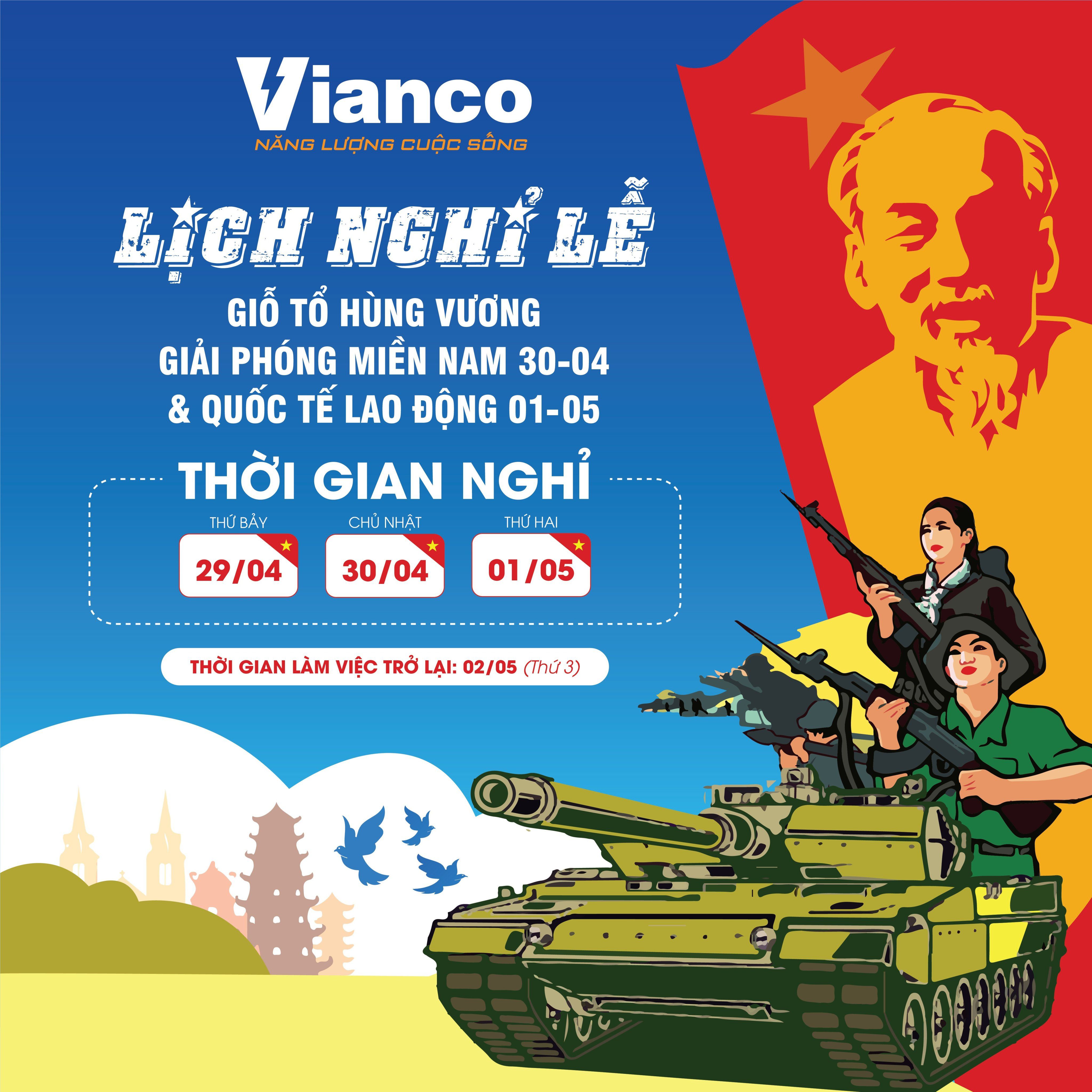 lịch nghỉ lễ 30-4 1-5 vianco